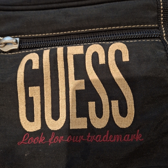 Vintage 90s Rare Guess Black Canvas Book Bag/Laptop Shoulder Bag OS - Picture 5 of 15